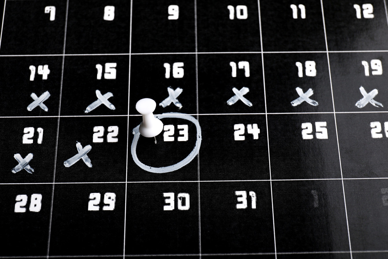 Calendar with Marked Date, Closeup